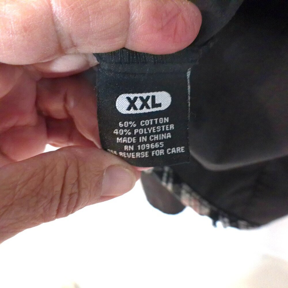 V&S Black Button Down Shirt – Men’s XXL – Plaid Trim Raw Hem - Picture 3 of 7